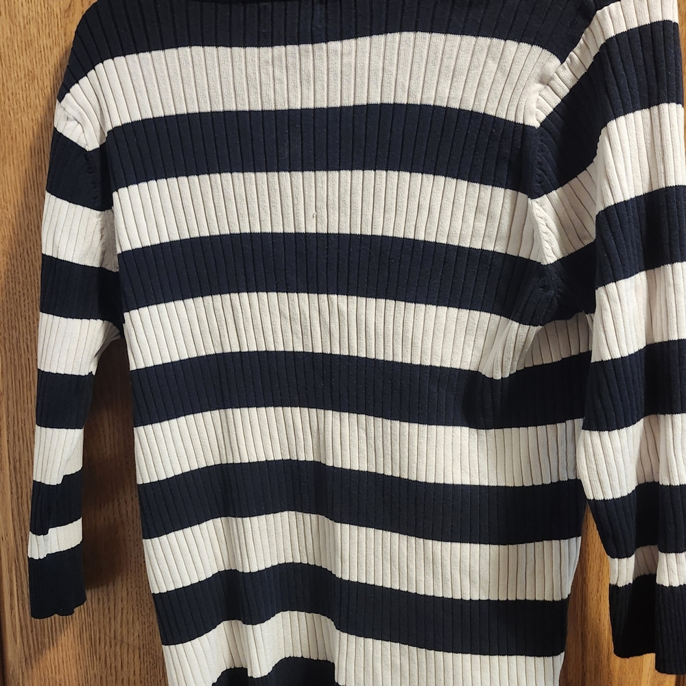 Nautical Blue and White Striped Sweater - Picture 2 of 4